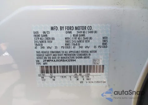 2024 Ford Edge Sel from USA, damaged, VIN 2FMPK4J93RBA32994